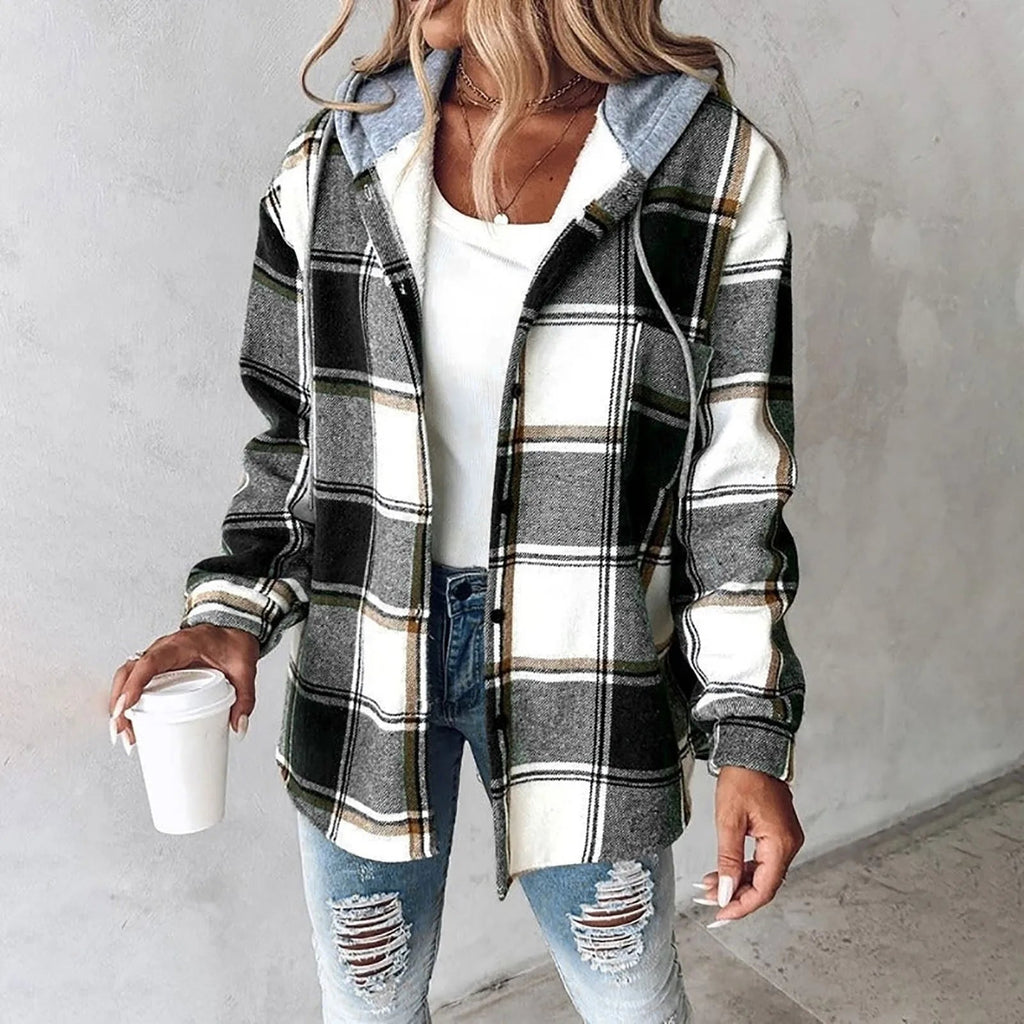PLAID BUTTON-UP JACKET