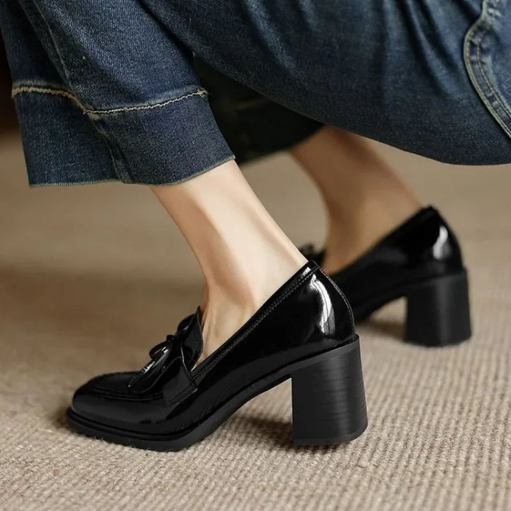 Vivienne - Tassel Loafer Pumps Block Heel Round Toe Heels
