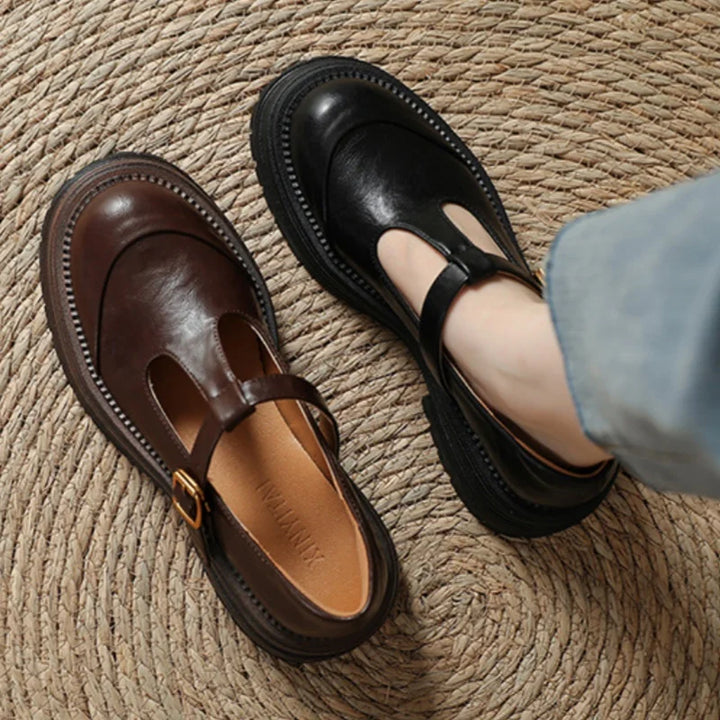 Blythe - T-Bar Mary Jane Shoes Round Toe Brogue Low Heel