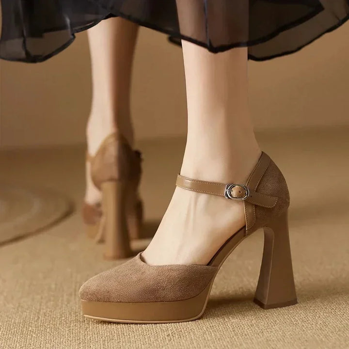 Aurore - Platform Block Heel Pumps Ankle Strap High Heels