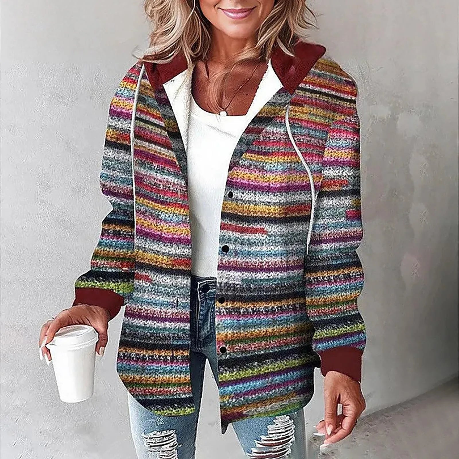 PLAID BUTTON-UP JACKET