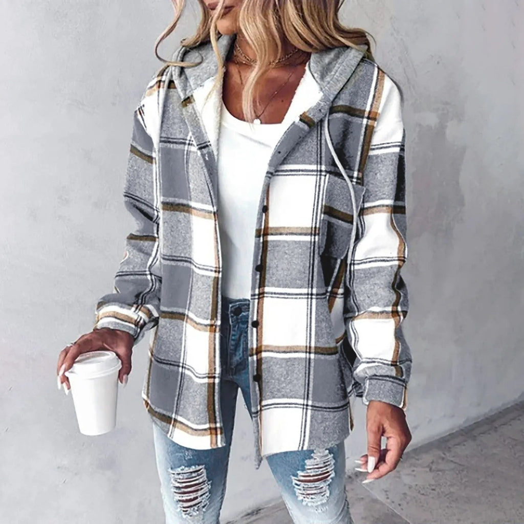 PLAID BUTTON-UP JACKET