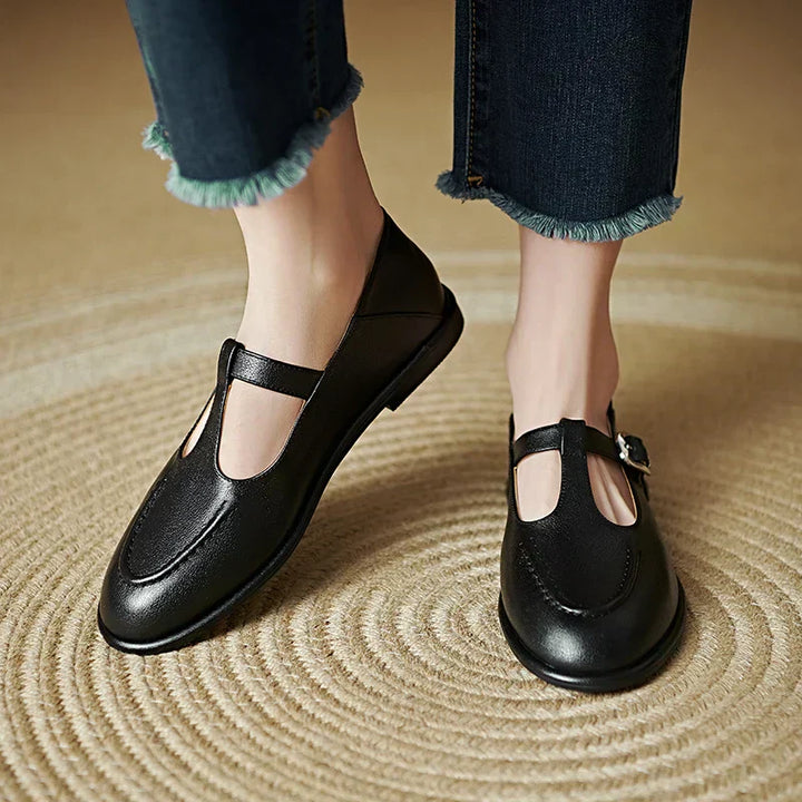 Petra - T-Strap Mary Jane Flats Round Toe Low Heel Pumps