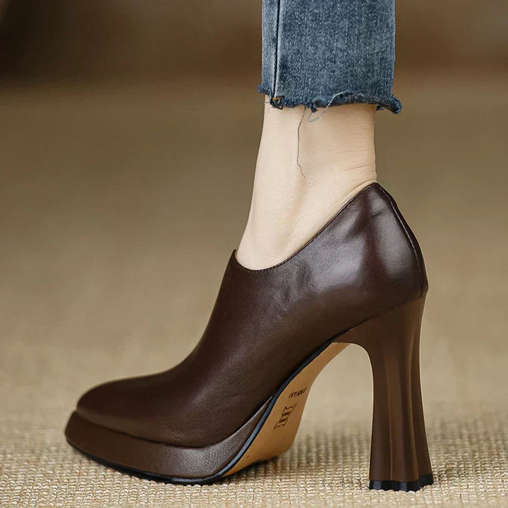 Giselle - High Heel Pumps Platform Block Heel Side Zipper