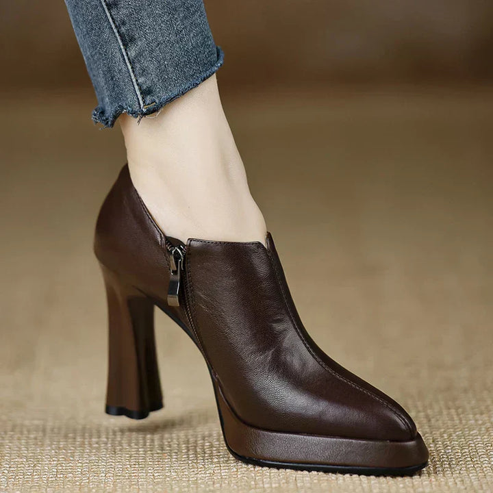 Giselle - High Heel Pumps Platform Block Heel Side Zipper