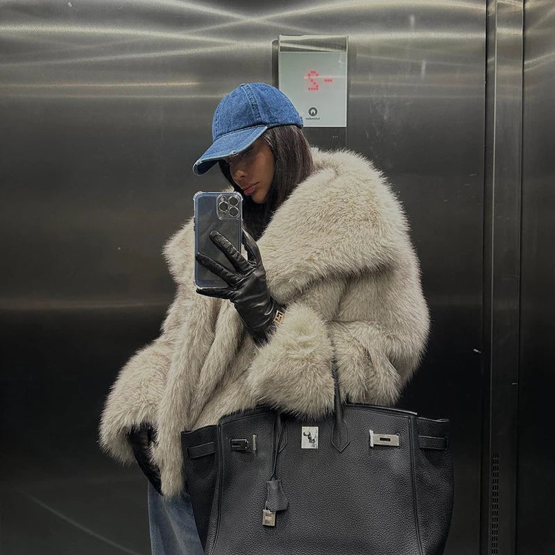 Luxury Faux Fur Gradient Winter Coat