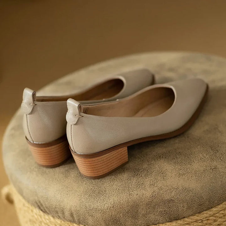Harriet - Block Heel Pumps Pointed Toe Slip On Work Shoes