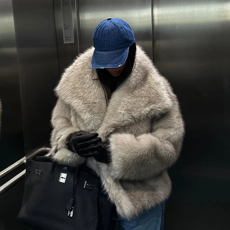 Luxury Faux Fur Gradient Winter Coat