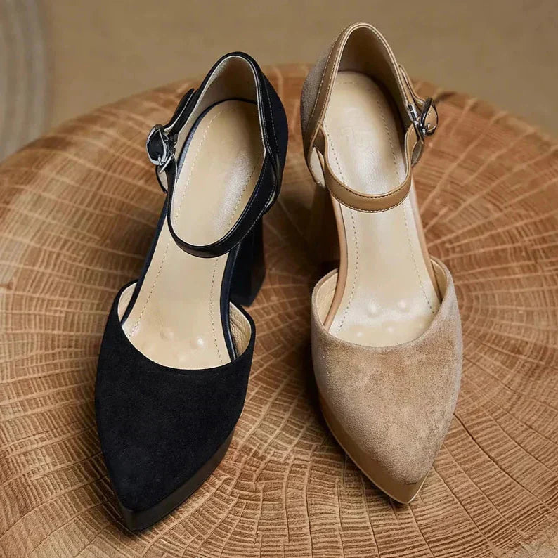 Aurore - Platform Block Heel Pumps Ankle Strap High Heels