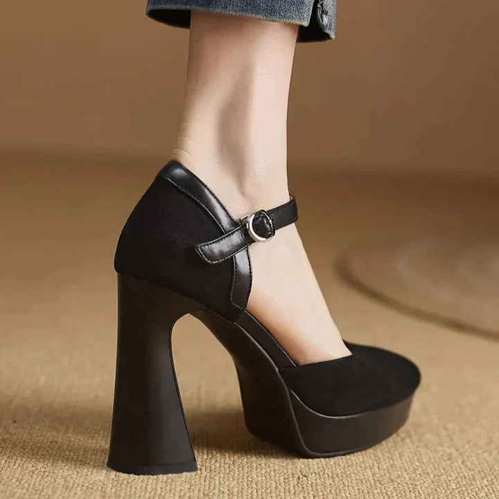 Aurore - Platform Block Heel Pumps Ankle Strap High Heels