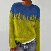 Comfortable Fair Isle Sweater for Women with Crew Neck Long Sleeve Relaxed Oversized Knit Style - Susan & Anne