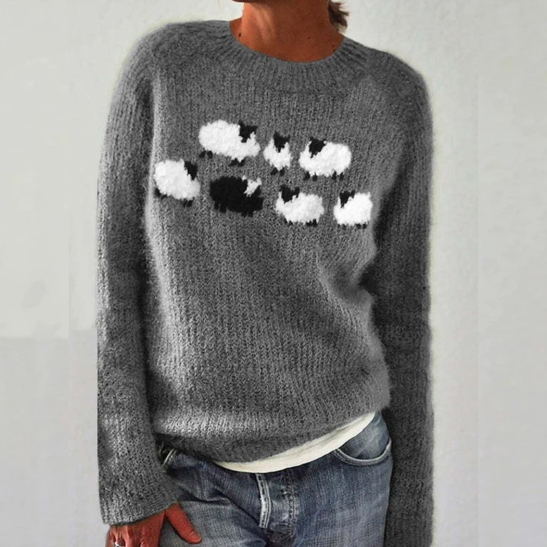 Comfortable Fair Isle Sweater for Women with Crew Neck Long Sleeve Relaxed Oversized Knit Style - Susan & Anne