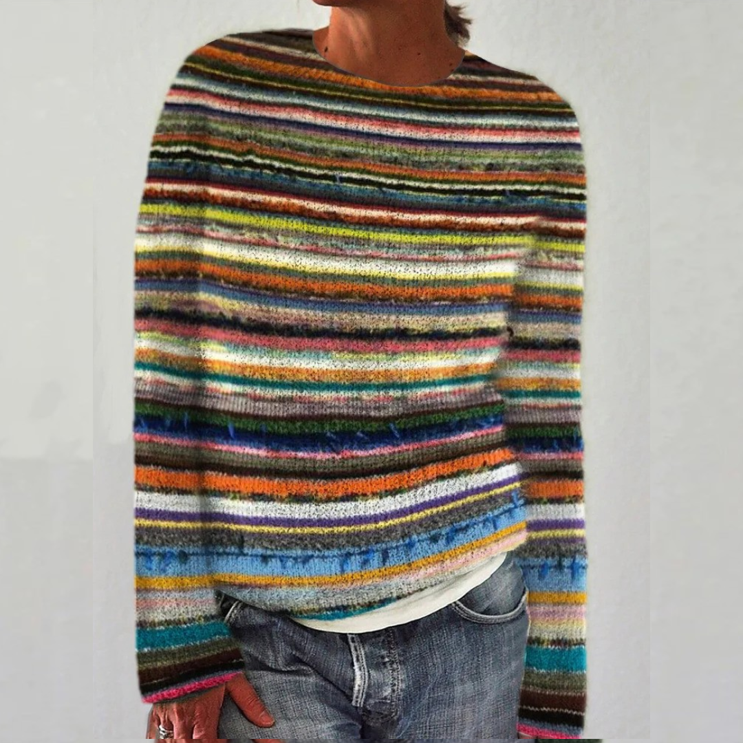 Comfortable Fair Isle Sweater for Women with Crew Neck Long Sleeve Relaxed Oversized Knit Style - Susan & Anne