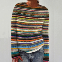 Comfortable Fair Isle Sweater for Women with Crew Neck Long Sleeve Relaxed Oversized Knit Style - Susan & Anne