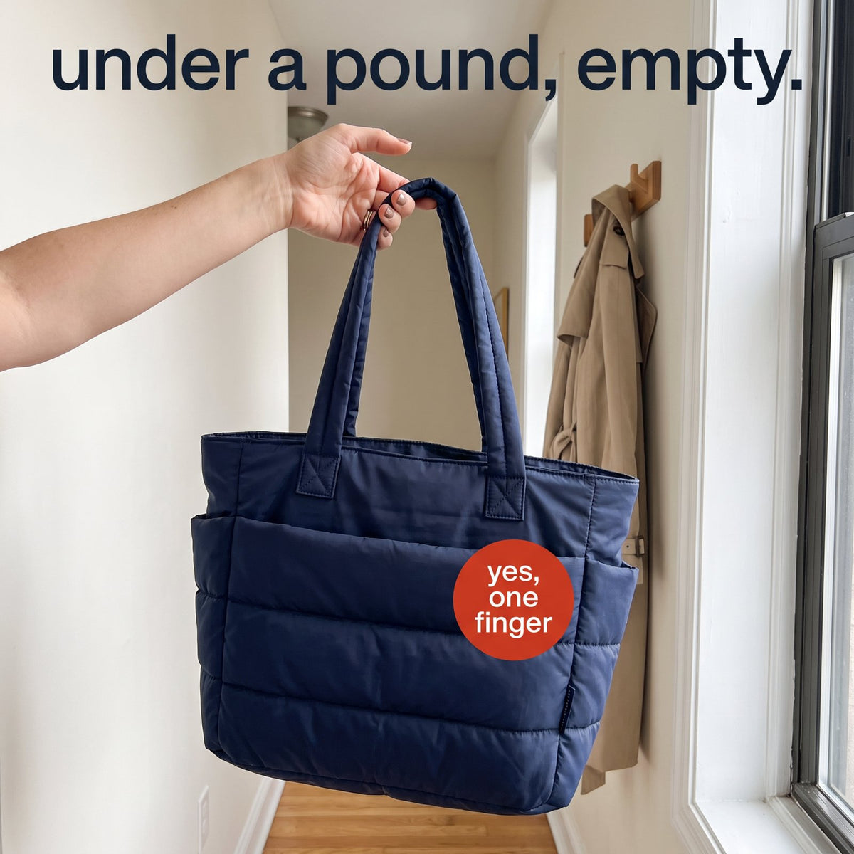 The Pillow Tote weighs under a pound empty