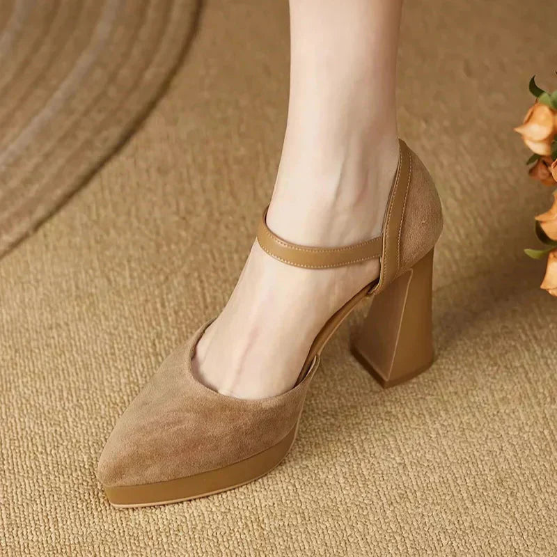 Aurore - Platform Block Heel Pumps Ankle Strap High Heels