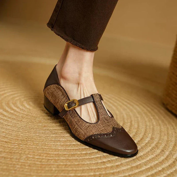 Cosima - Two-Tone T-Strap Mary Jane Shoes Vintage Low Heel