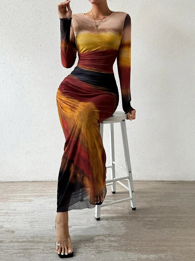 Capucine - Printed Fitted Maxi Dress