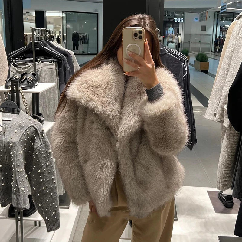Luxury Faux Fur Gradient Winter Coat