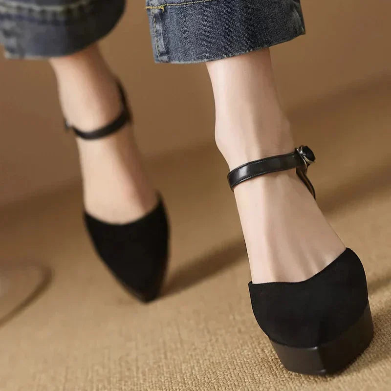 Aurore - Platform Block Heel Pumps Ankle Strap High Heels