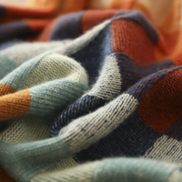 Close-up of the soft patchwork check knit