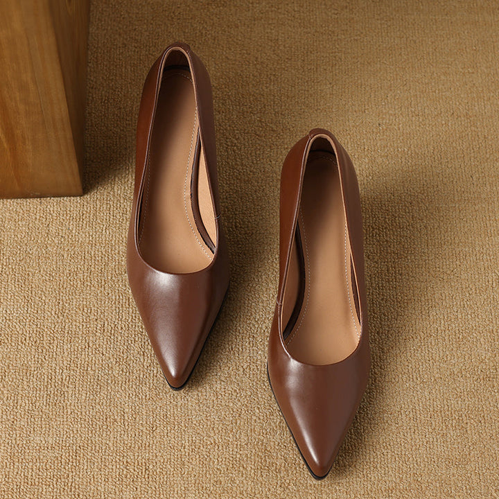 Venetia - Block Heel Pumps Pointed Toe Slip On Work Heels