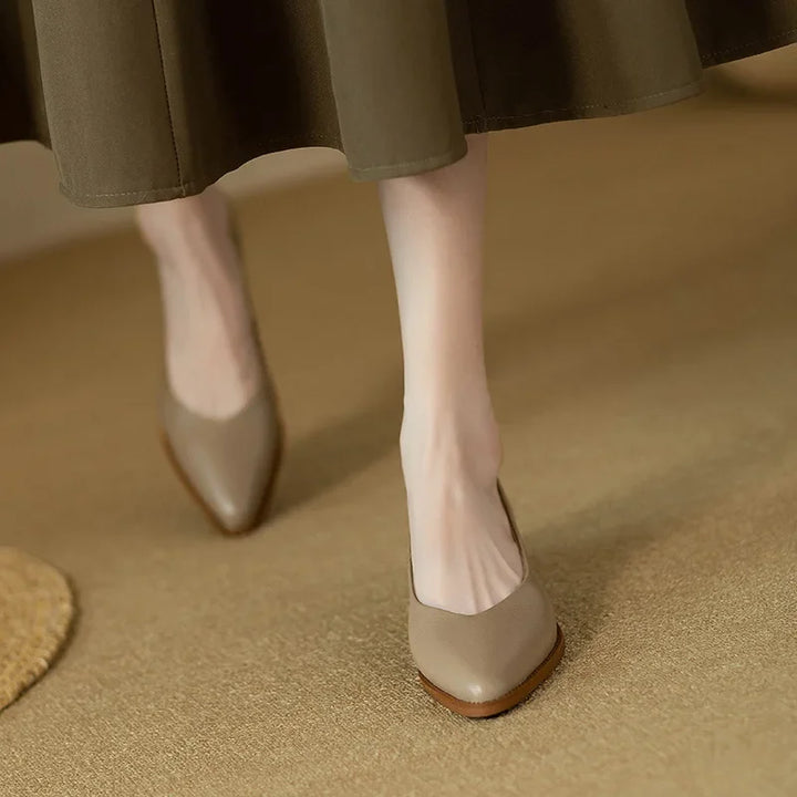 Harriet - Block Heel Pumps Pointed Toe Slip On Work Shoes