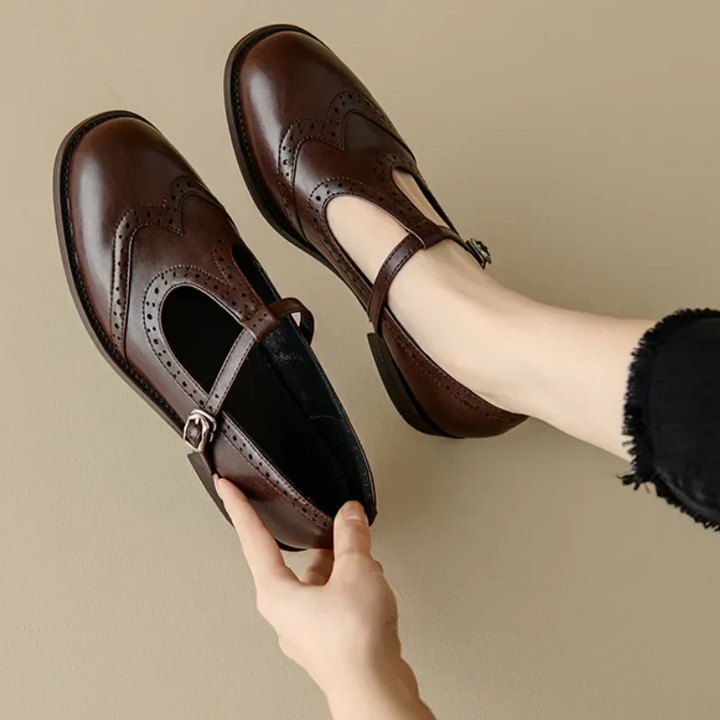 Vivian - T-Strap Mary Jane Shoes Low Block Heel Buckle