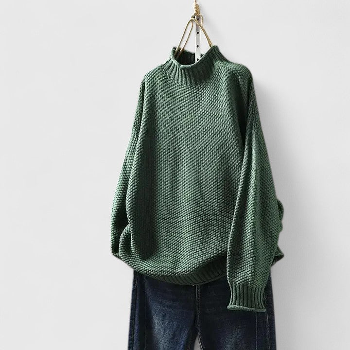 Woman wearing the keira elegant knit sweater