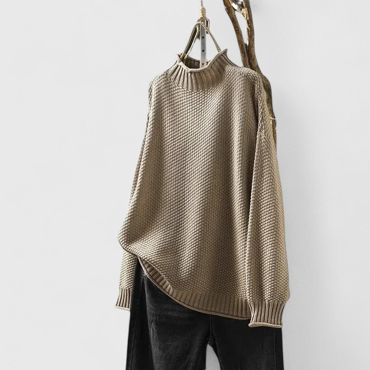 Detail of the keira elegant knit sweater