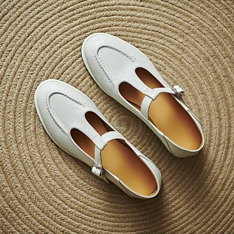 Petra - T-Strap Mary Jane Flats Round Toe Low Heel Pumps