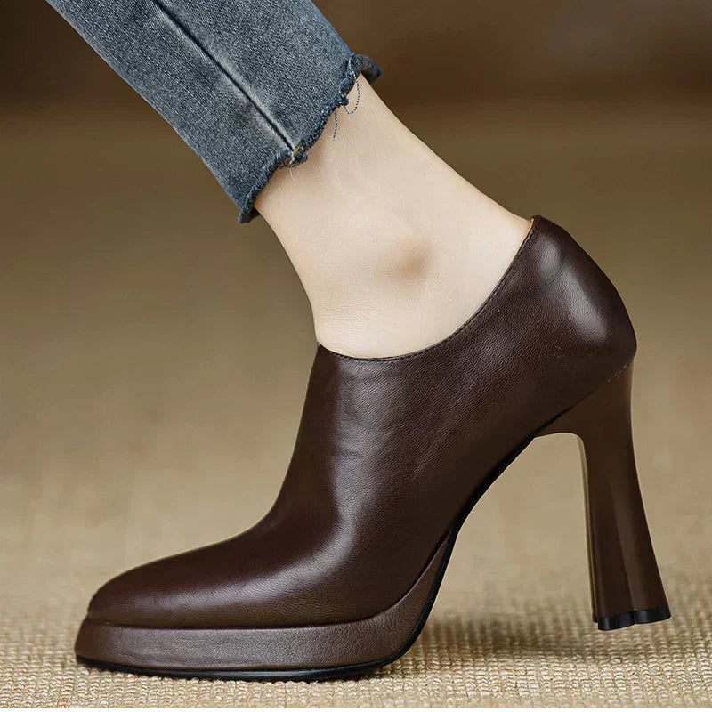 Giselle - High Heel Pumps Platform Block Heel Side Zipper