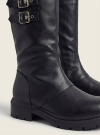 Front view of the olaya | mid-calf boots with buckles