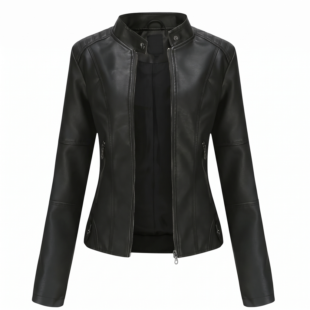Miranda – Slim Biker Jacket with Mandarin Collar