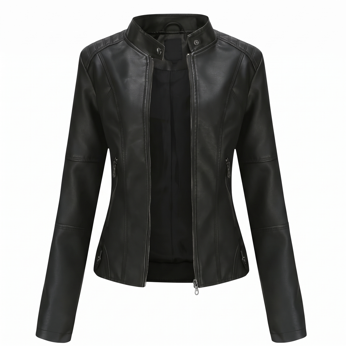 Miranda – Slim Biker Jacket with Mandarin Collar