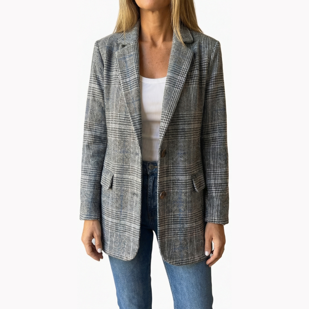 Relaxed Plaid Lapel Blazer - Susan & Anne