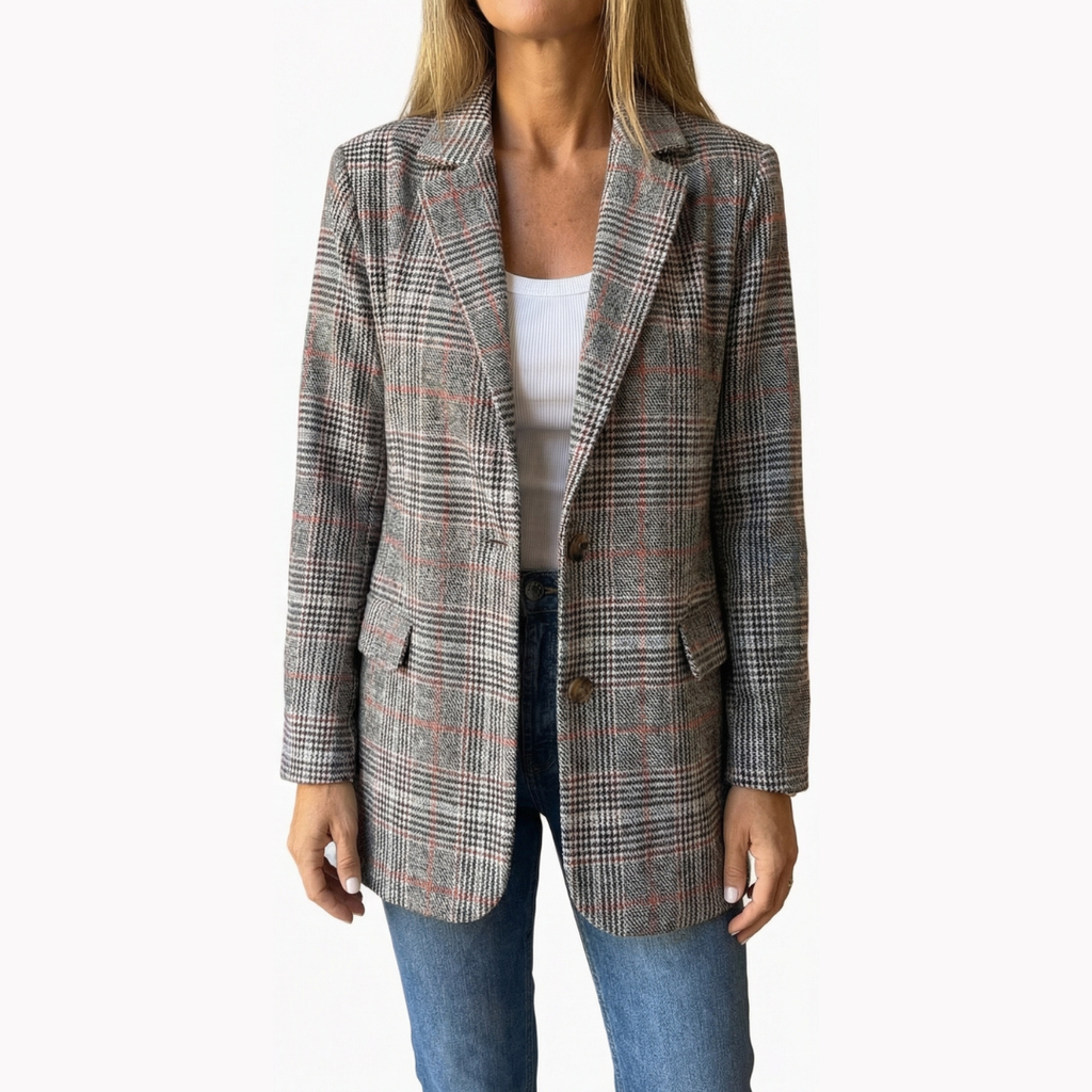 Relaxed Plaid Lapel Blazer - Susan & Anne