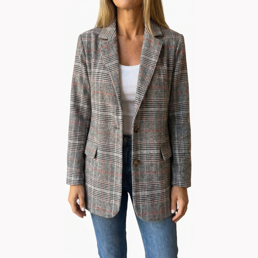 Relaxed Plaid Lapel Blazer - Susan & Anne