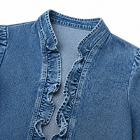 Ruffle-trim open-front denim jacket - Susan & Anne