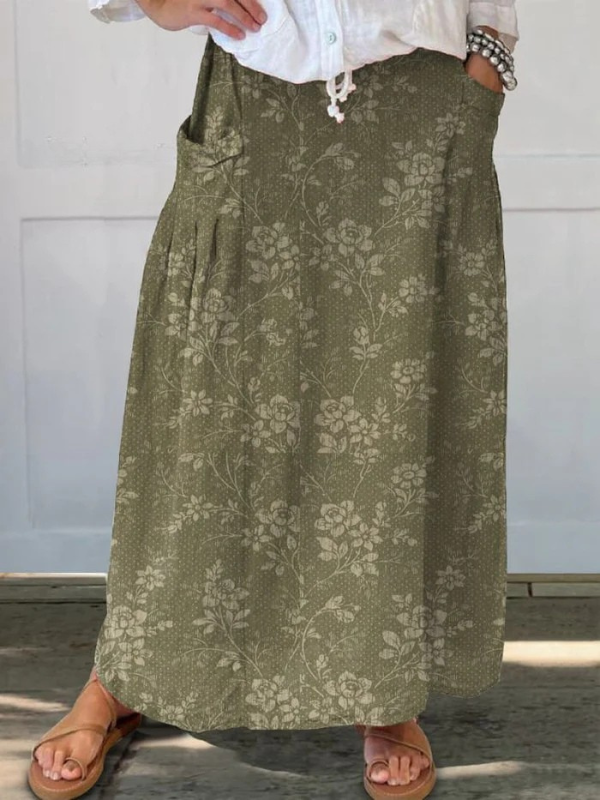 Marguerite - Floral Linen Skirt