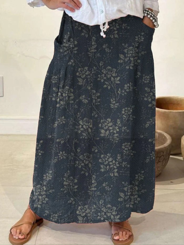 Marguerite - Floral Linen Skirt