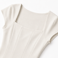 Elegant Satin Midi Dress for Women with Square Neck Cap Sleeve Fit and Flare Fall Wedding Guest Style - Susan & Anne