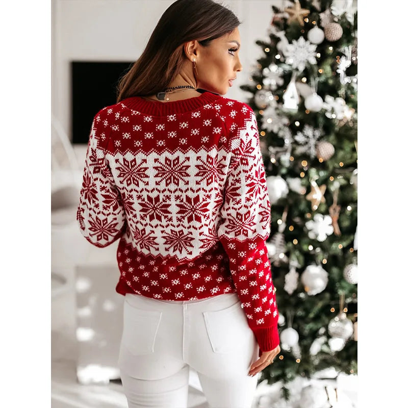 Women's Snowflake Print Christmas Sweater