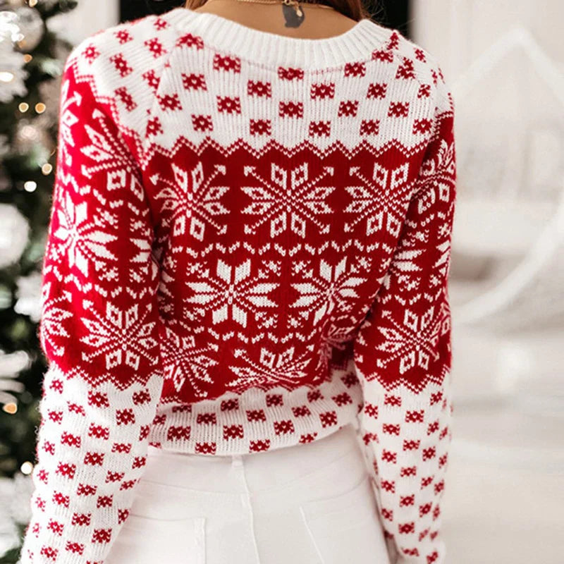Women's Snowflake Print Christmas Sweater