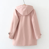 Front view of the woolen hoodie coat