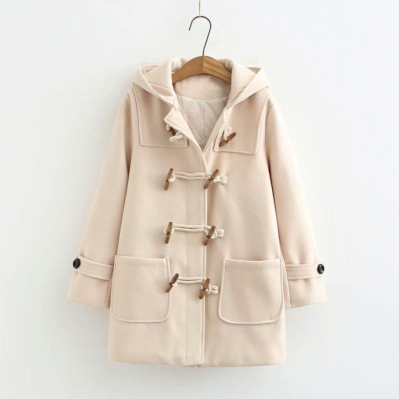 Back view of the woolen hoodie coat