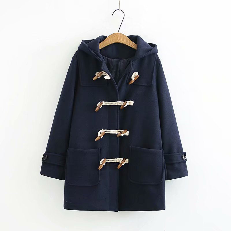 Detail of the woolen hoodie coat