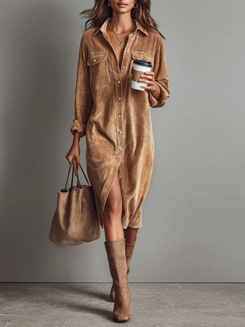 Margaux - Corduroy Midi Dress