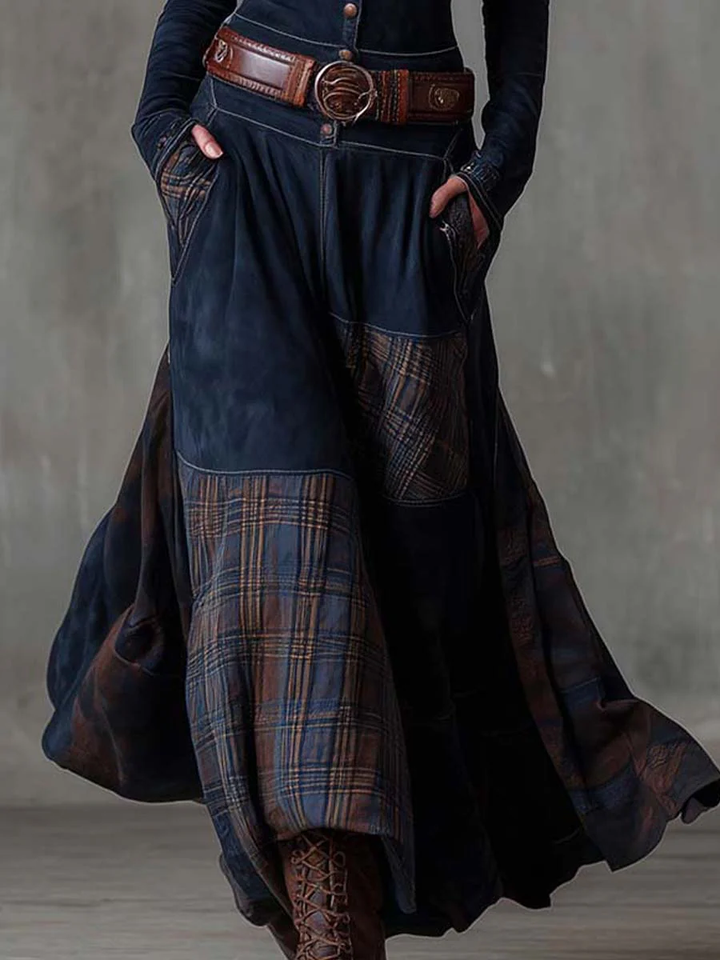 Charlotte - Suede Plaid Maxi Dress