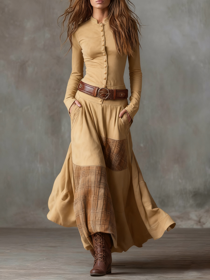 Charlotte - Suede Plaid Maxi Dress